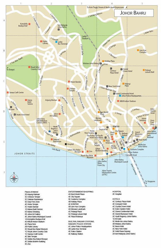 Детальная карта Джохор-Бару 1