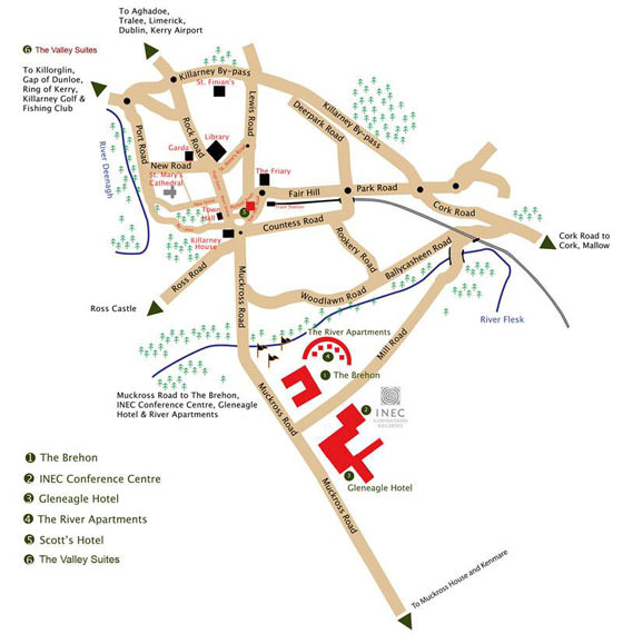 Gedetailleerde plattegrond van Killarney