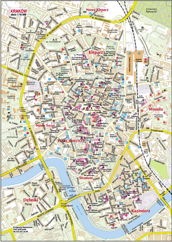 Gedetailleerde plattegrond van Krakau