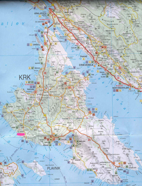 Детальная карта острова Крк 1