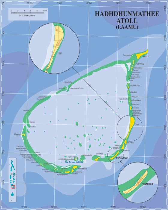 Подробная карта атолла Лааму 2