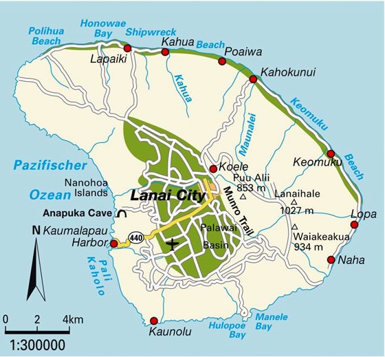 Подробная карта острова Ланаи 2