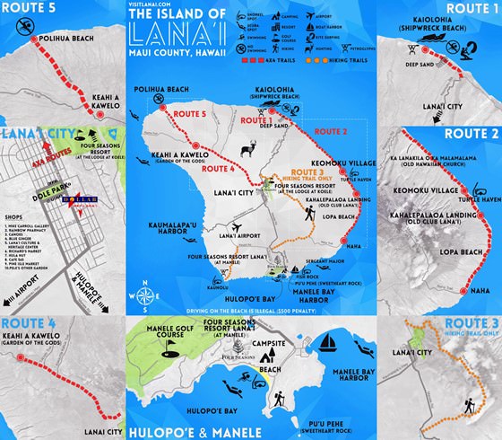Подробная карта острова Ланаи 4
