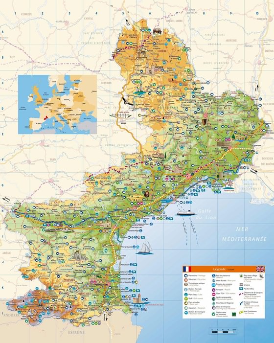Large map of Languedoc-Roussillon 1