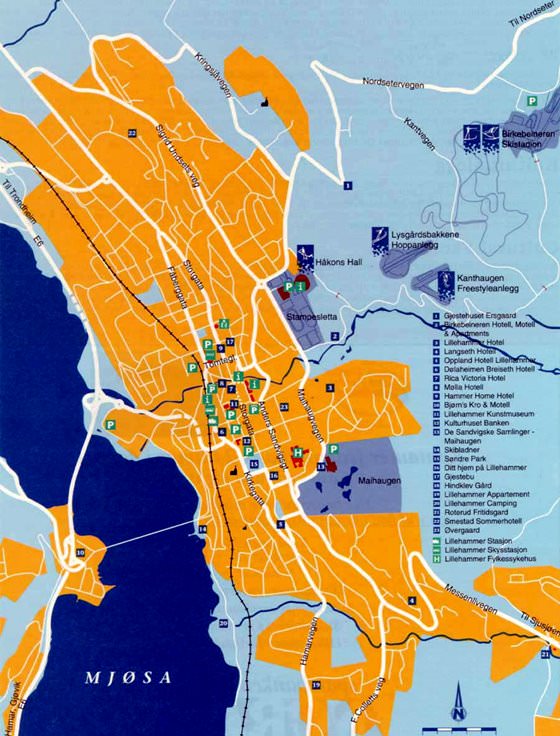 Large map of Lillehammer 1
