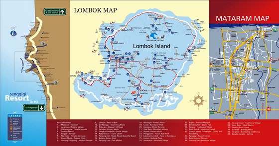 Подробная карта Ломбока 2