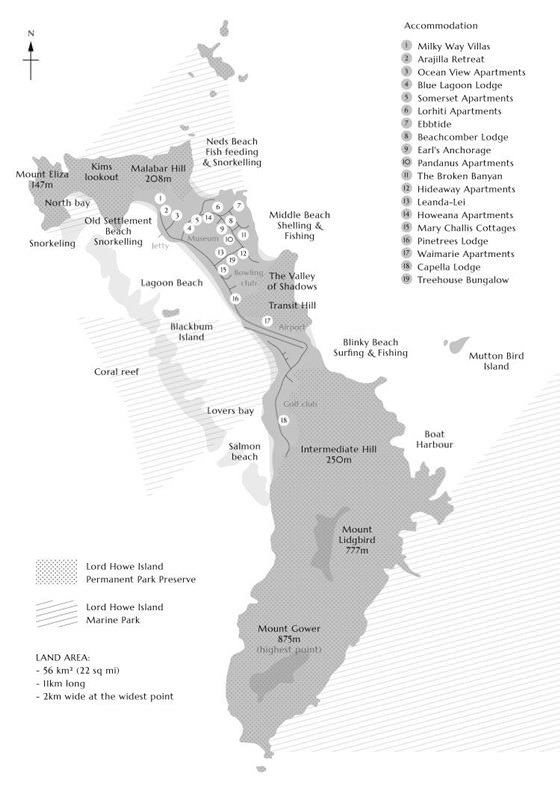 Детальная карта острова Лорд Хоу 1
