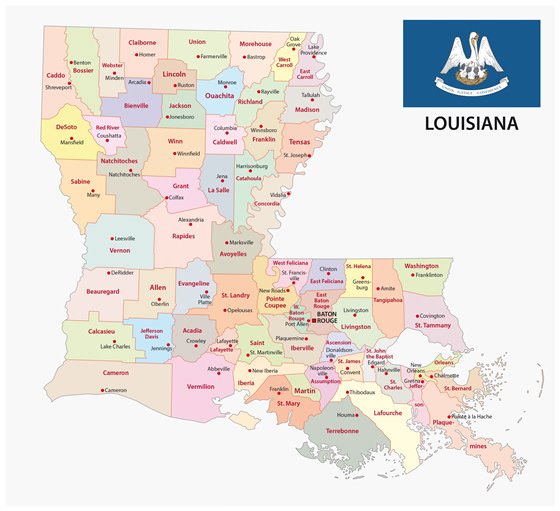 Подробная карта Луизианы 2