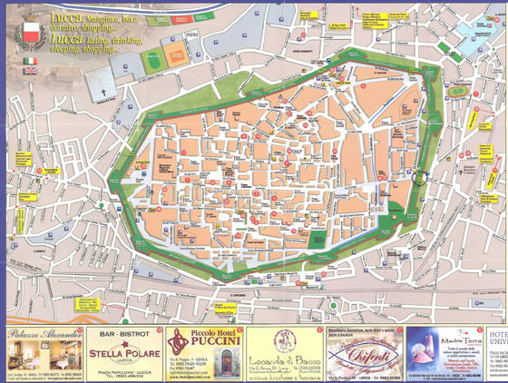 Hoge-resolutie kaart van Lucca