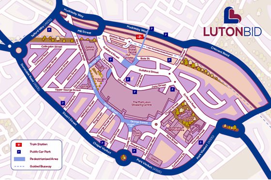 Gedetailleerde plattegrond van Luton