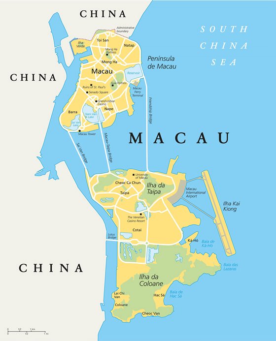 Детальная карта Макао 1