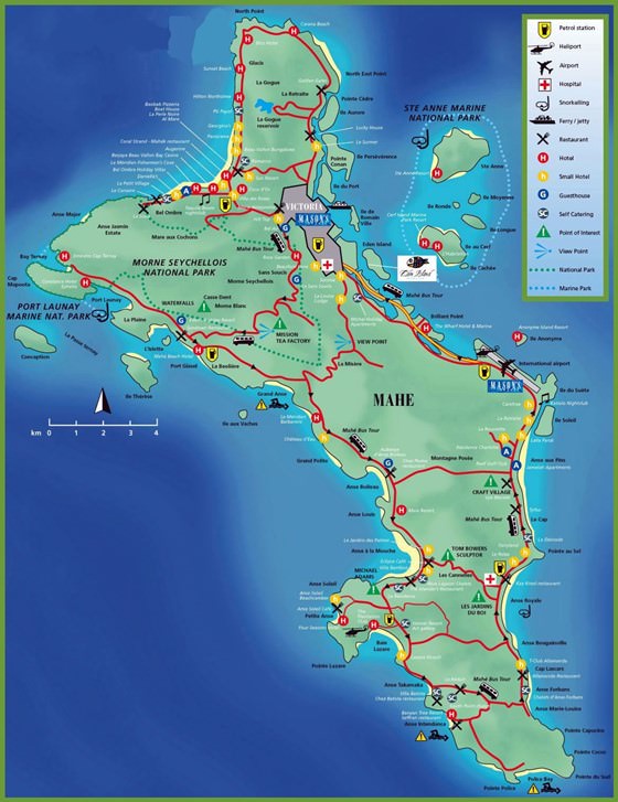 Детальная карта острова Маэ 1