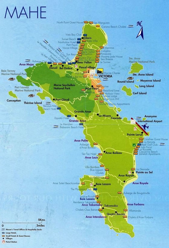 Detaillierte Karte von Mahe Insel 2
