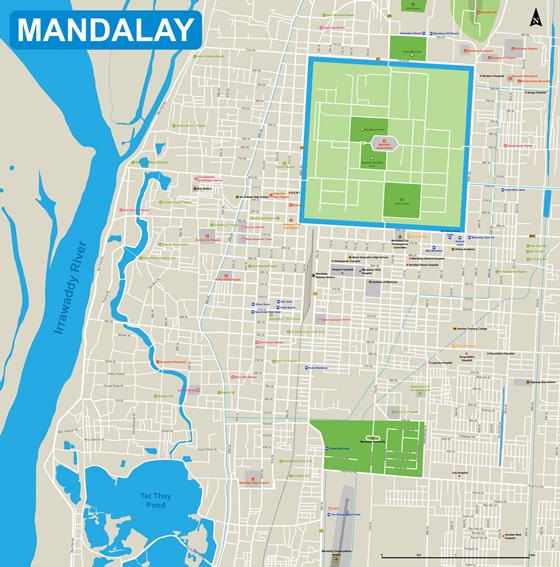 Подробная карта Мандалая 2