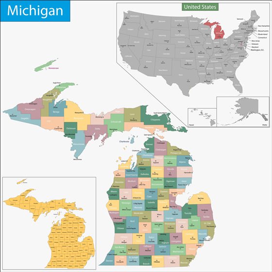 Детальная карта Мичигана 1
