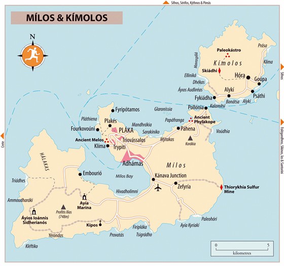Large map of Milos Island 1