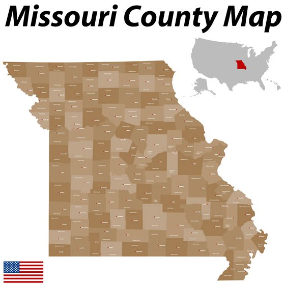 Подробная карта Миссури 2