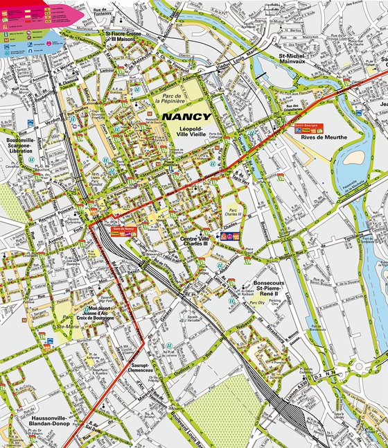 Detailed map of Nancy 2