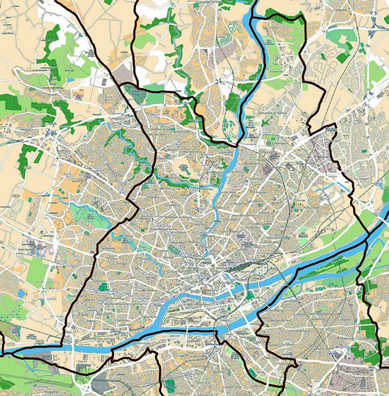 Gedetailleerde plattegrond van Nantes