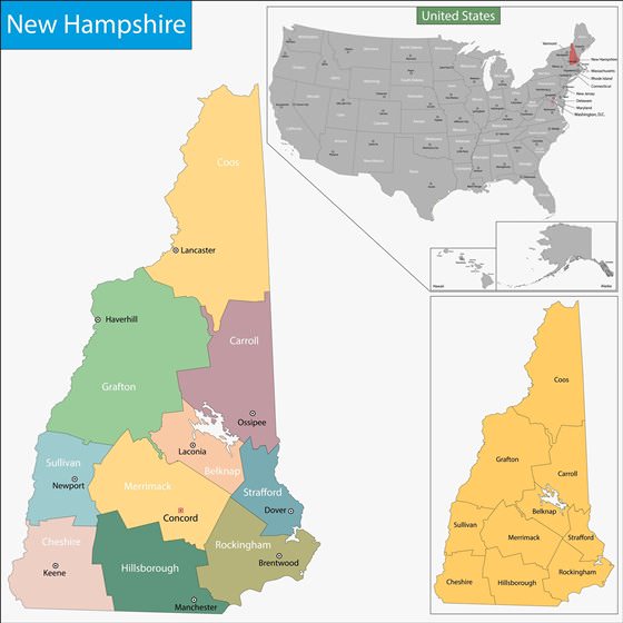 Детальная карта Нью-Хэмпшира 1