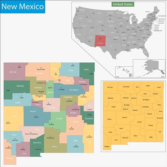 Детальная карта Нью-Мексико 1