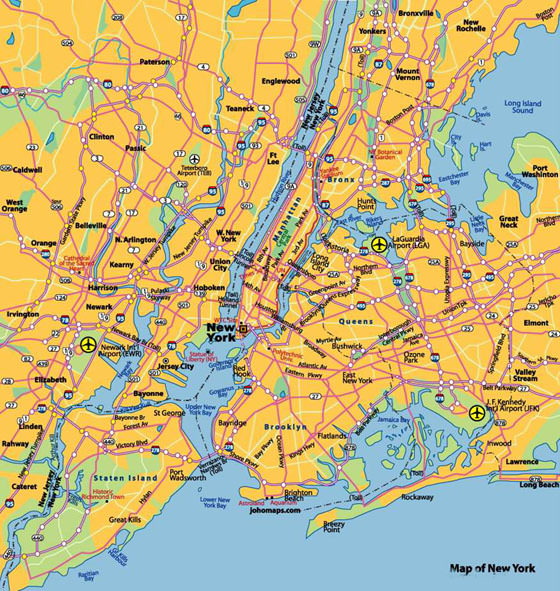Hoge-resolutie kaart van New York