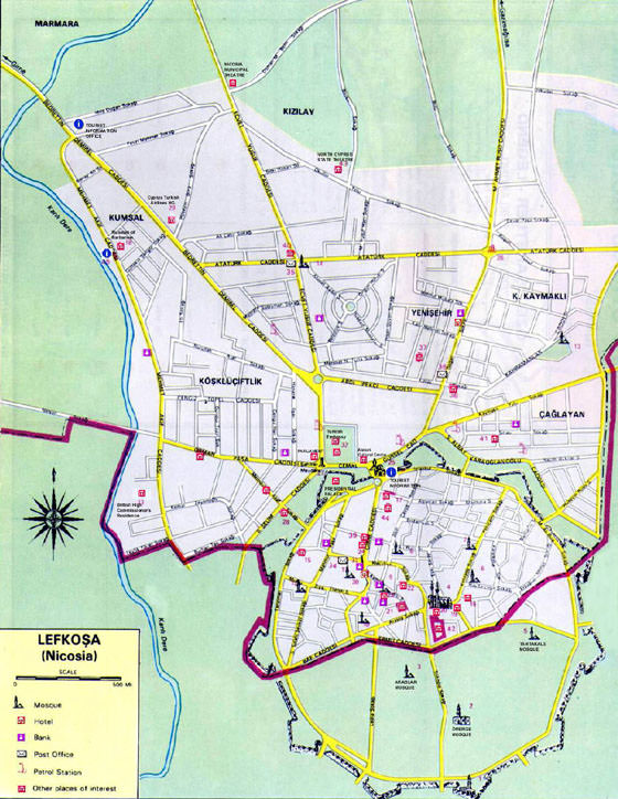 Gedetailleerde plattegrond van Nicosia