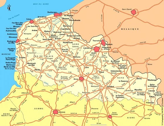 Детальная карта Нор-Па-де-Кале 1