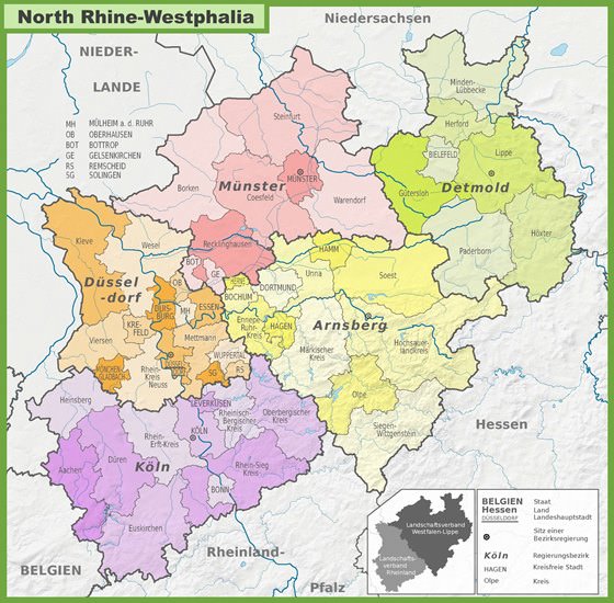 Детальная карта Северный Рейн-Вестфалии 1