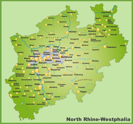 Подробная карта Северный Рейн-Вестфалии 2