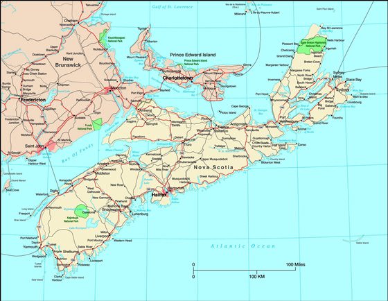 Подробная карта Новой Шотландии 2