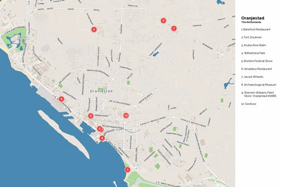 Gedetailleerde plattegrond van Oranjestad