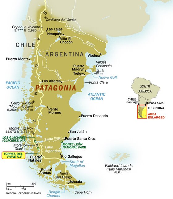 Детальная карта Патагонии 1