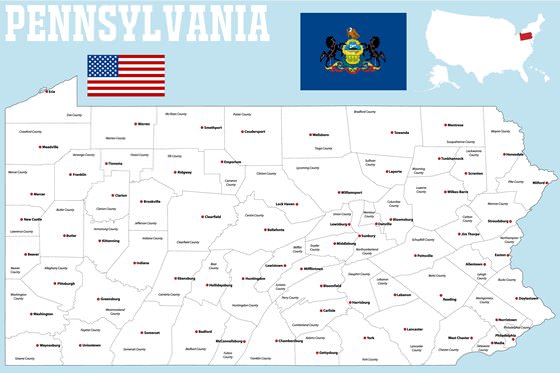 Детальная карта Пенсильвании 1