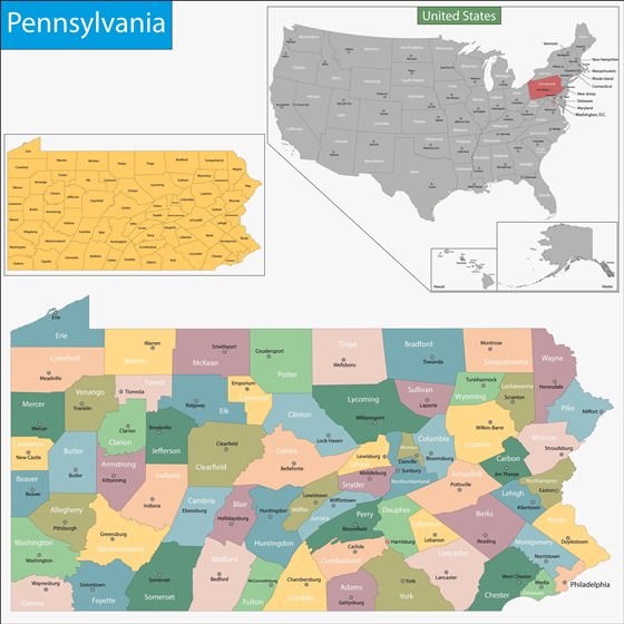 Подробная карта Пенсильвании 2