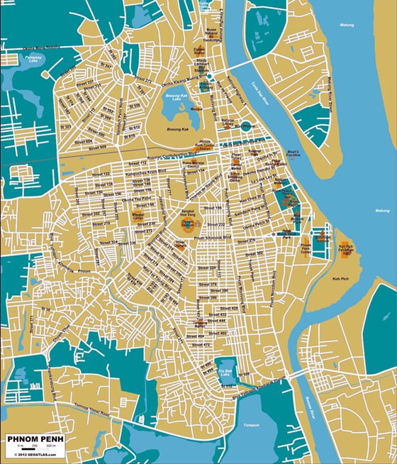 Подробная карта Пномпеня 2