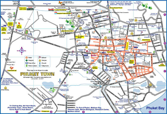 Detaillierte Karte von Phuket Town 2