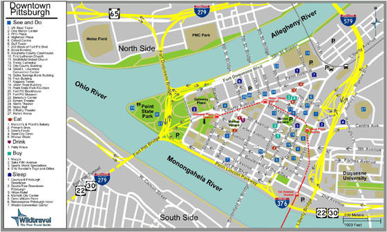 Detaillierte Karte von Pittsburgh 2