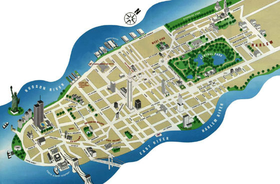 Detailed map of Manhattan 2