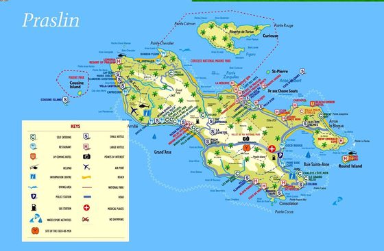 Детальная карта острова Праслин 1