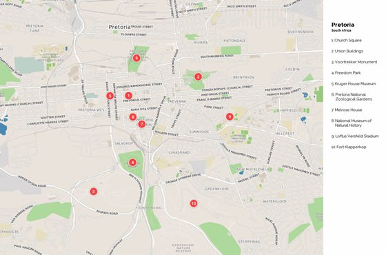 Gedetailleerde plattegrond van Pretoria