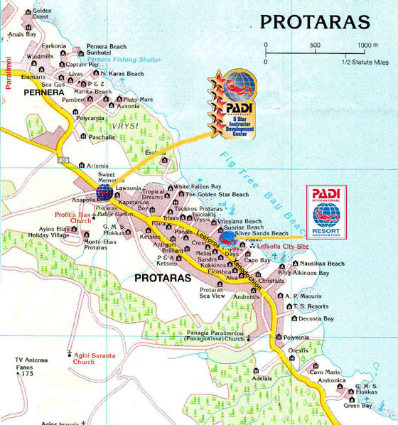 Gedetailleerde plattegrond van Protaras