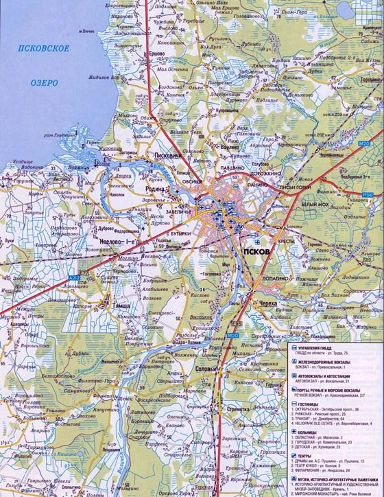 Подробная карта Пскова 2