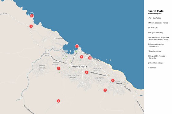 Gedetailleerde plattegrond van Puerto Plata