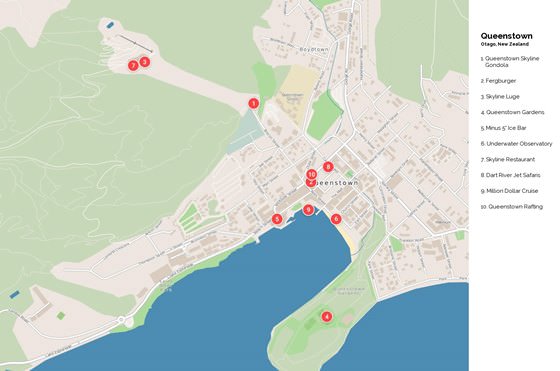 Detailed map of Queenstown 2