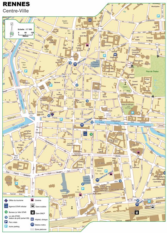 Detailed map of Rennes 2