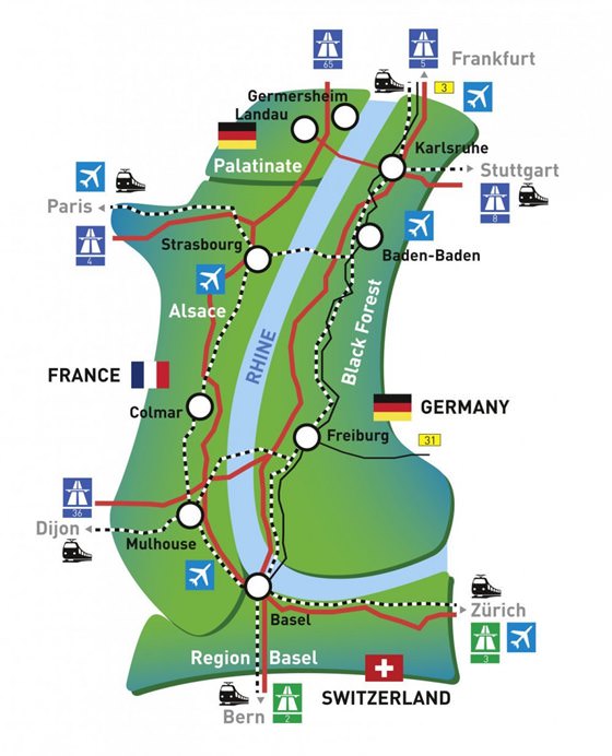 Подробная карта долины Рейна 2