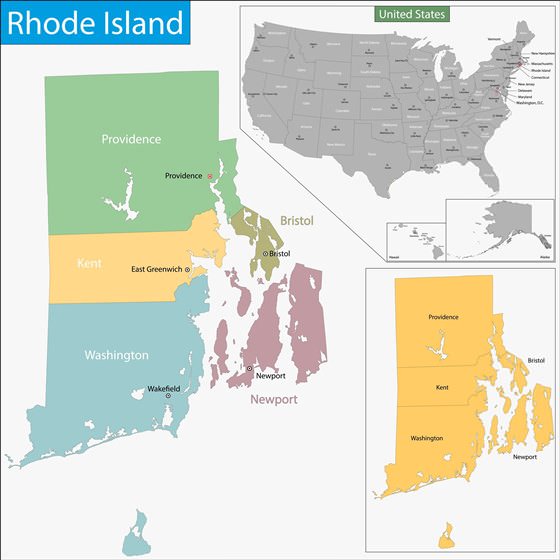 Детальная карта Род-Айленда 1