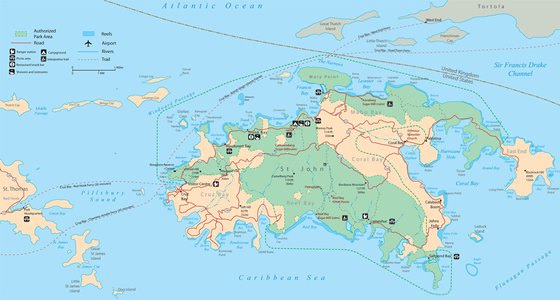 Детальная карта острова Сент-Джон 1