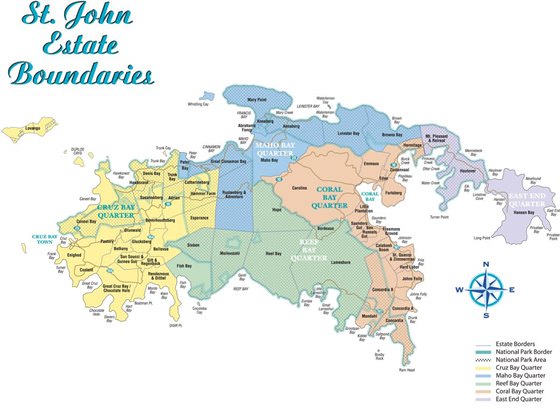 Подробная карта острова Сент-Джон 2